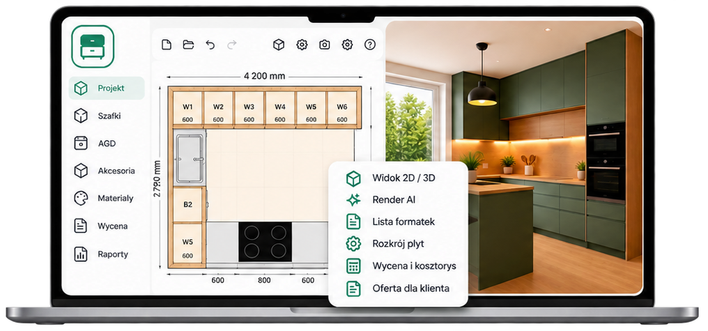MebloPilot - projekt kuchni, wizualizacja i dokumentacja produkcyjna
