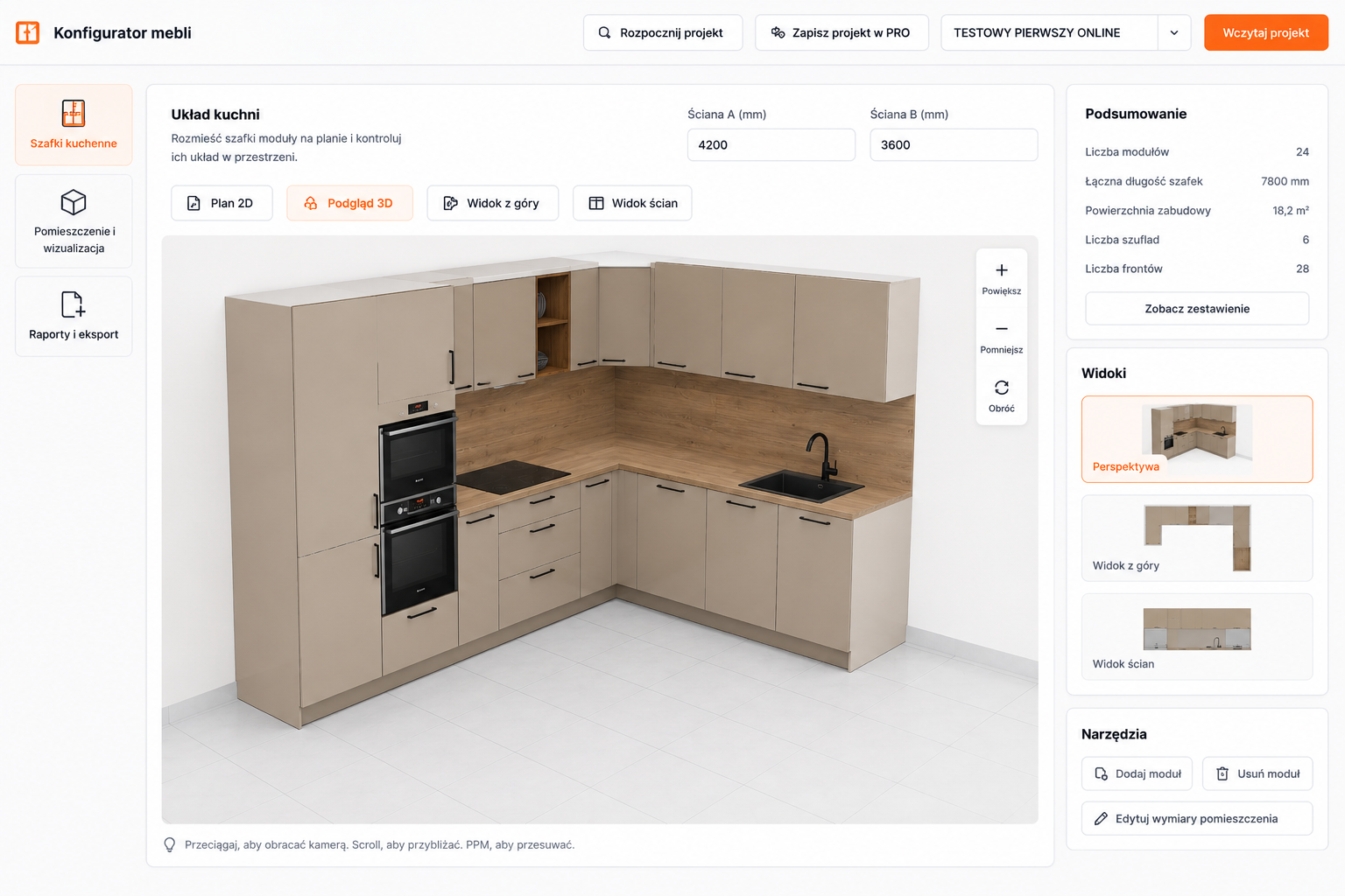 Wizualizacja 3D mebli w MebloPilot