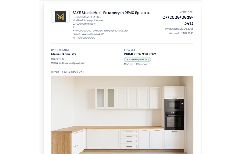 Oferta dla klienta w MebloPilot